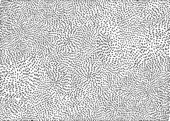 Dotted, dashed line pattern. Optical illusion. Abstract background. Hand drawn sketch. Vector artwork.  Black and white, monochrome. Print, wallpaper, banner, template