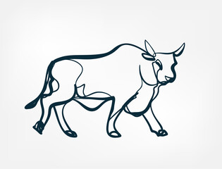 bull vector single one line isolated design element