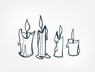 candles halloween stuff vector single one line isolated design element