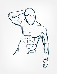 body builder muscle vector single one line isolated design element