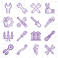 16 pack of located  lineal web icons set