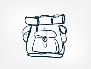Fototapeta tourist backpack vector single one line isolated design element obraz