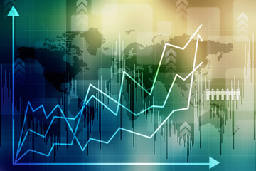 2d rendering Stock market online business concept. business Graph 