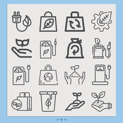 Simple set of eco related lineal icons.