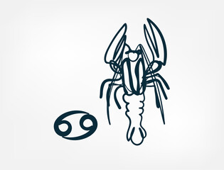 cancer zodiac sign vector single one line isolated design element