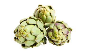 Three fresh artichoke