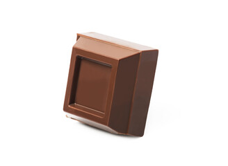 Chocolate square piece isolated on white background 