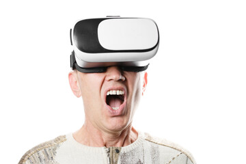 adult man in virtual reality mask