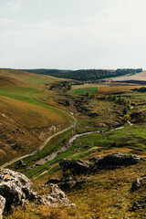 landscape with river and mountains, hills, nature,coutry , moldova 