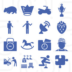 16 pack of broken  filled web icons set