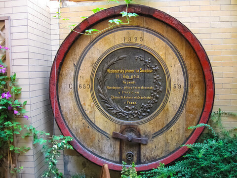 Prague, Czech Republic - June 26, 2010: Strahov brewery logoor Klasterni pivovar Strahov on the territory of the Strahov monastery or Strahovsky klaster in Prague, Czech Republic on June 26, 2010
