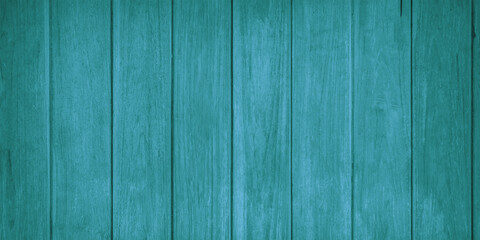Turquoise wood planks, close up. Background surface