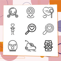 Simple set of 9 icons related to themselves