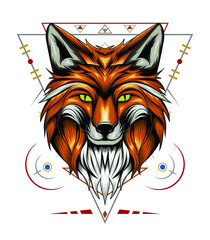 fox design illustration template for apparel, merchandise.