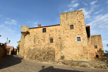 streets of the old town of medieval village of Pals, Girona province, Catalonia, Spain