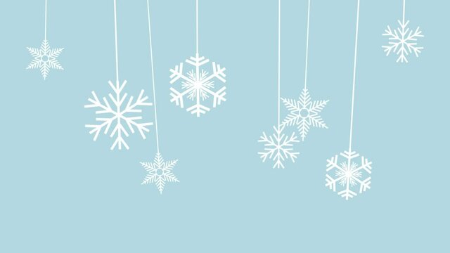 Winter Background, snow hanging by a thread. Animation, Flat design