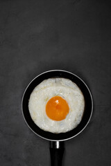 Pan omelette on black background