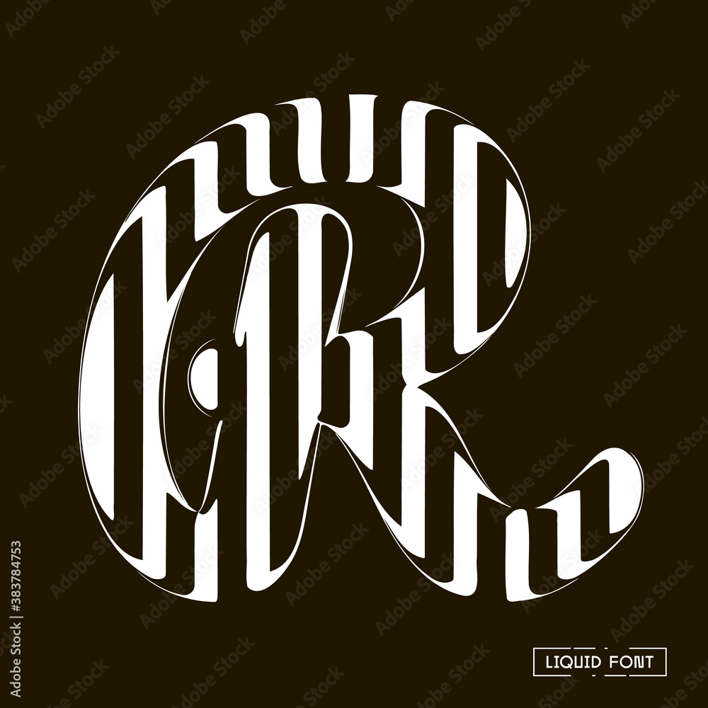 Fototapete r letter formed by parallel lines. a letter made of glass through which lines are visible that are d