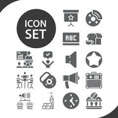 Simple set of conference related filled icons.