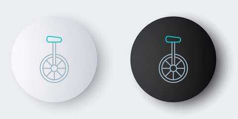 Line Unicycle or one wheel bicycle icon isolated on grey background. Monowheel bicycle. Colorful outline concept. Vector. © Oksana