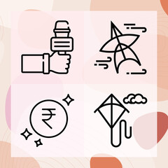Fototapeta premium Simple set of indicated related lineal icons