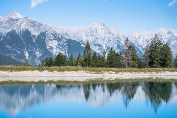 Fototapeta na wymiar Mountain lake landscape view
