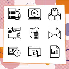 Simple set of 9 icons related to interaction