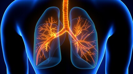3d illustration human respiratory system lungs anatomy - obrazy, fototapety, plakaty