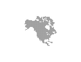 North America, continent, dotted map on white background. Vector illustration.