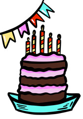 Birthday cake with 5 candles.