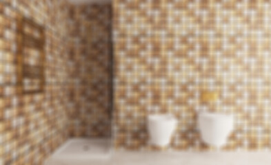 Obraz na płótnie Canvas Clean and fresh bathroom with natural light. 3D rendering.. Abstract blur phototography
