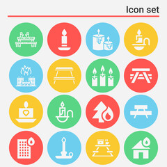 16 pack of lighted  filled web icons set