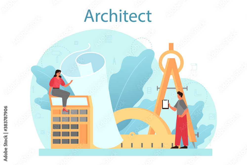 Wall mural architecture concept. idea of building project and construction
