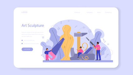 Art school education web banner or landing page. Student