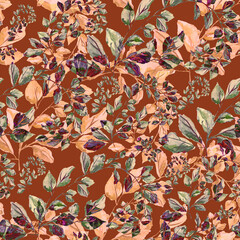 Watercolor seamless pattern. Abstract background with colorful  spring  field