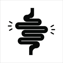 Intestines icon vector, digestion system symbol color editable