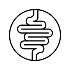 Intestines icon vector, digestion system symbol color editable