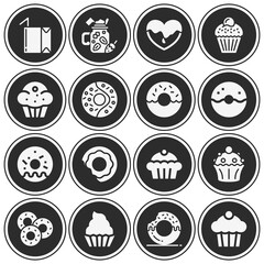 16 pack of food sweet  filled web icons set