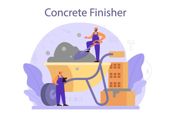 Obraz na płótnie Canvas Concrete finisher builder. Professional worker preparing concrete