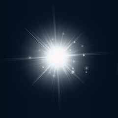 Transparent glow light effect. Star burst with sparkles.
