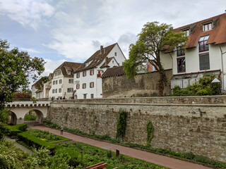 Fototapeta na wymiar Stadtgarten (City Garden) - a park next to the old town's ramparts, in Radofzell, Germany