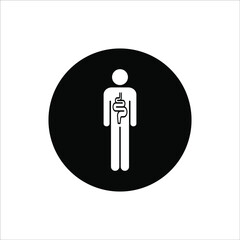 Intestines icon vector, digestion system symbol color editable