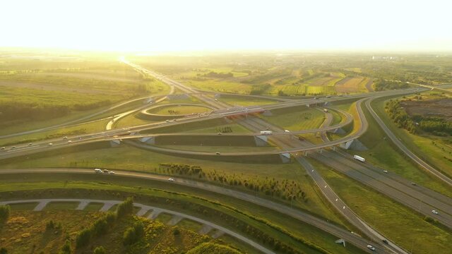 Aerial shot of highway from the drone