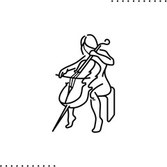 Contrabass player vector icon in outline