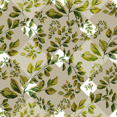 Watercolor seamless pattern. Abstract background with colorful  spring  field