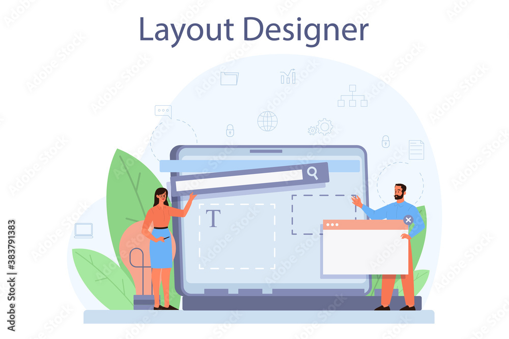 Sticker layout designer concept. web development, mobile app