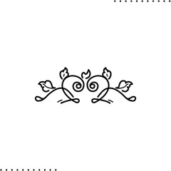 Abstract outline floral page decoration. Minimalistic flower Icon. Elegant tattoo design. Trendy Vector illustration. Black and white style. Simple design. 