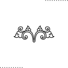 Abstract outline floral page decoration. Minimalistic flower Icon. Elegant tattoo design. Trendy Vector illustration. Black and white style. Simple design. 