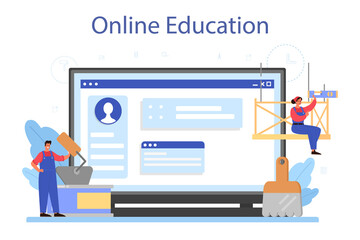 House wall plasterer online service or platform set. People