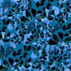 Watercolor seamless pattern. Abstract background with colorful  spring  field